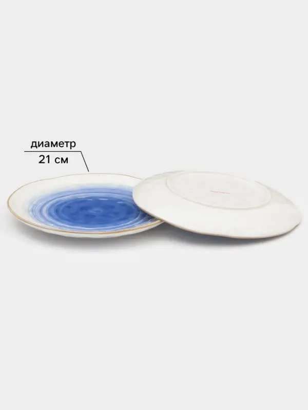 Набор посуды Доляна &laquo;Космос&raquo;, 16 предметов: 4 тарелки d=21 см, 4 тарелки d=27.5 см, 4 миски d=13 см, 4 кружки 400 мл, фарфор, белый, синий