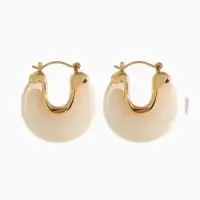 Серьги акрил "Стиль" подкова, цвет белый в золоте