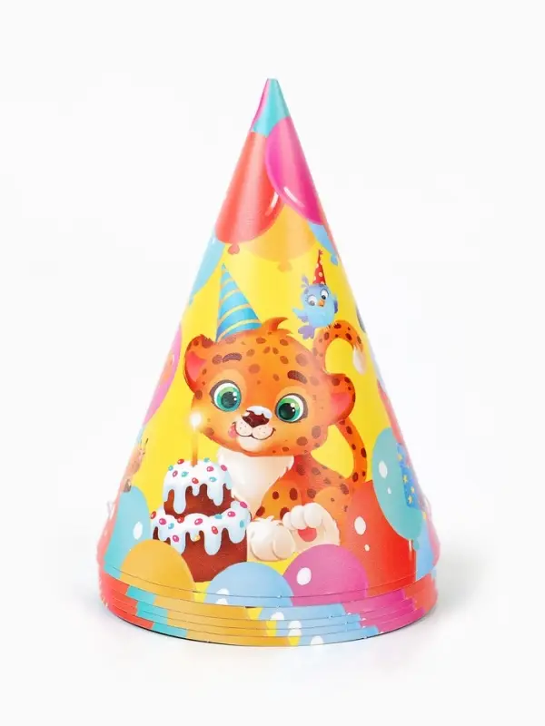 Набор колпаков праздничных «С Днём рождения, весёлые зверята», 6 шт Набор колпаков праздничных «С Днём рождения, весёлые зверята», 6 шт