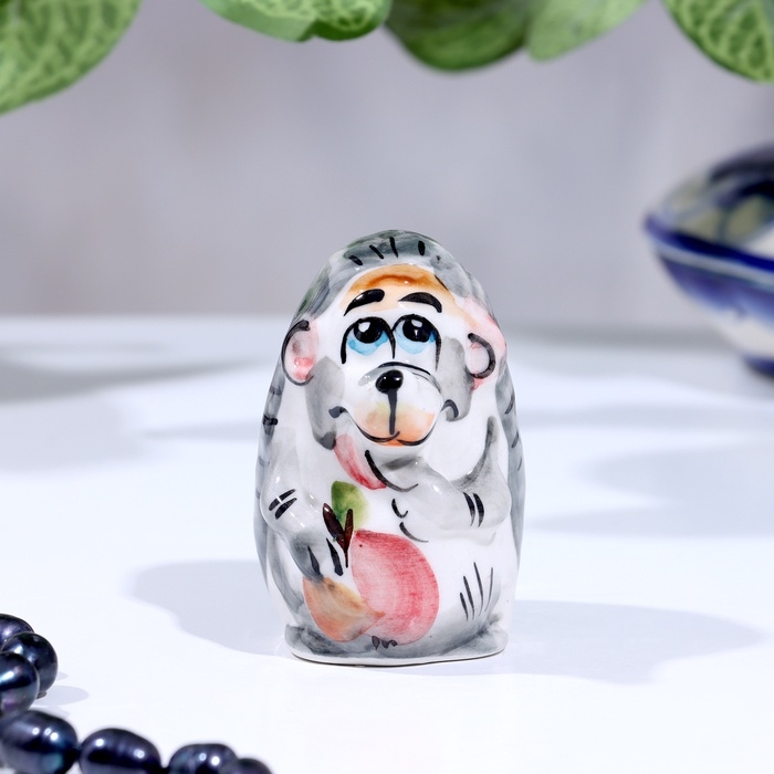 Сувенир гжель «Ёжик», бело-синий,керамика, Сувенир гжель «Ёжик», бело-синий,керамика,