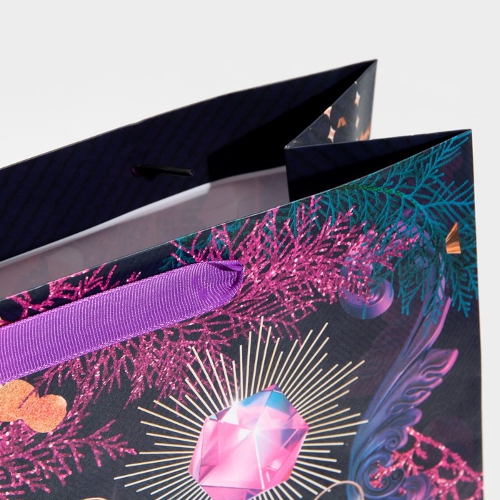 Пакет подарочный новогодний ламинированный квадратный «Night», 30 х 30 х 12 см, Новый год Пакет подарочный новогодний ламинированный квадратный «Night», 30 х 30 х 12 см, Новый год