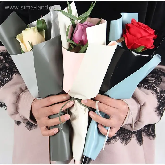 Пленка матовая для цветов, двухсторонняя,«Веста», серый - бежевый, 57×57±5% см