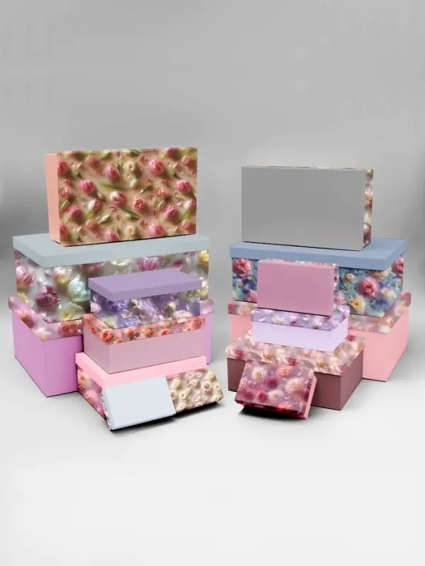 Набор подарочных коробок 15 в 1 &laquo;Влажные цветы&raquo;, 12&times;7&times;4 см- 47&times;31&times;18 см