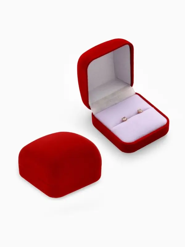 Футляр под кольцо, серьги &laquo;Классический&raquo;, бархатный, 5&times;5.5 см, красный