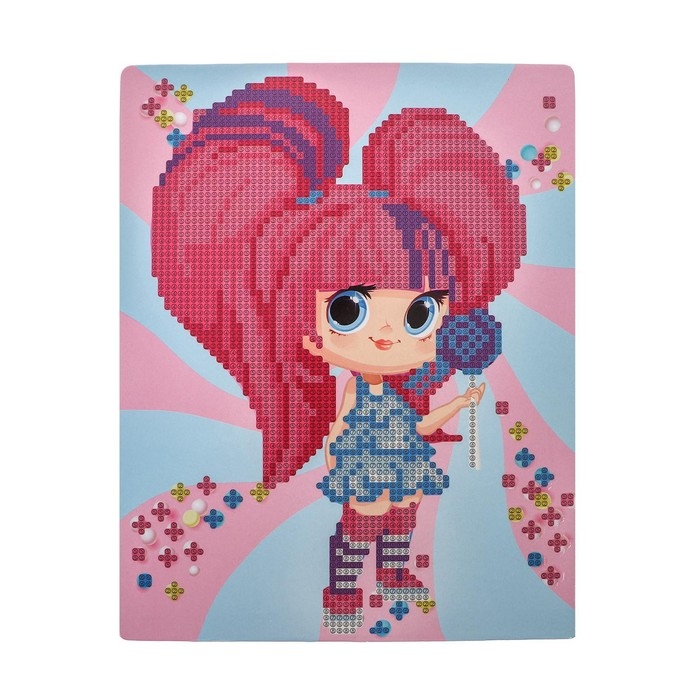 Алмазная мозаика с частичным заполнением для детей «Девочка с леденцом», 20 х 25 см