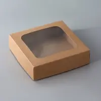 Коробка складная, с окном, крафт, 15 х 15 х 4 см Коробка складная, с окном, крафт, 15 х 15 х 4 см