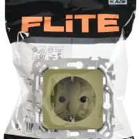 FLITE Розетка с заземлением с защитными шторками безвинтовое крепление 16А РСш11-1-ФлО оливковый IEK