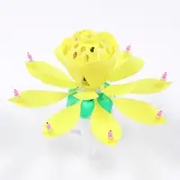 Свеча для торта музыкальная &laquo;Тюльпан&raquo;, крутящаяся, жёлтая, 14.5&times;6 см