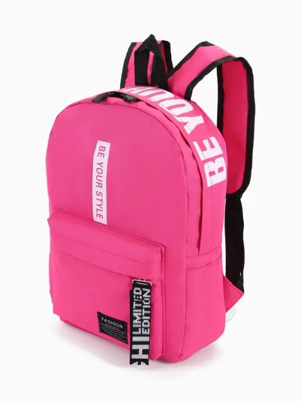 Рюкзак молодёжный на молнии, с карманами, размер 27&times;10&times;37.5 см, малиновый