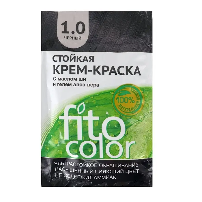 Стойкая крем-краска для волос Fitocolor, тон черный, 115 мл