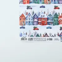 Упаковочная бумага на новый год крафтовая &laquo;Новогодние дома&raquo;, 70&times;100 см