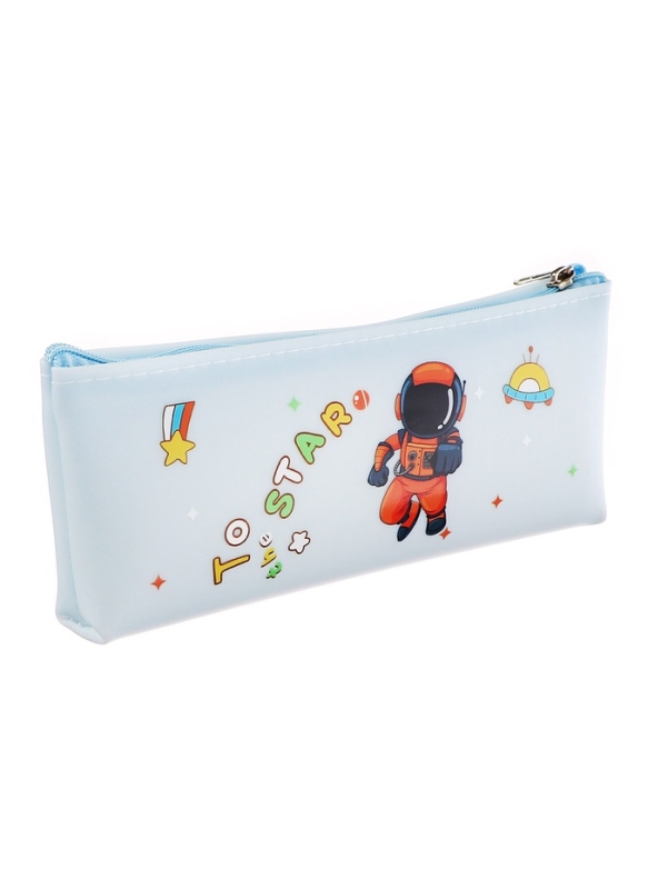 Пенал школьный на молнии  Космонавт Голубой Пенал школьный на молнии  Космонавт Голубой