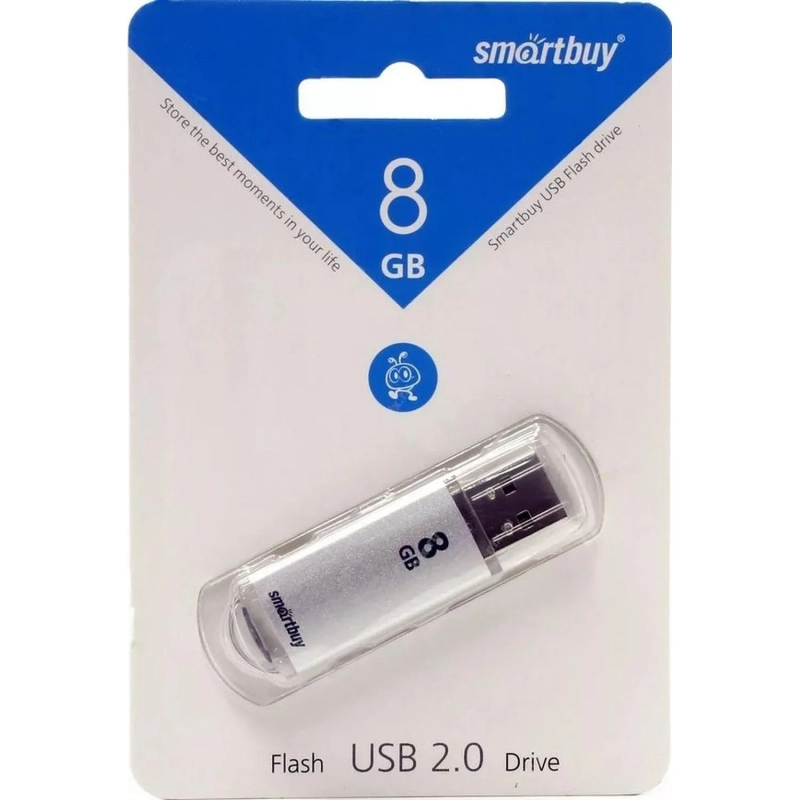Флеш-память Smartbuy V-Cut, 8Gb, USB 2.0, сереб, SB8GBVC-S