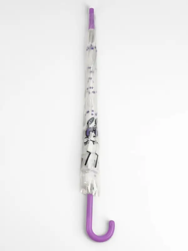 Зонт - трость детский &laquo;Единорог&raquo;, полуавтоматический, 8 спиц, R=45 см, d=90 см, белый/фиолетовый