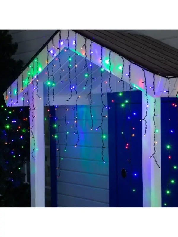 Гирлянда &laquo;Бахрома&raquo; 3&times;0.9 м, IP44, УМС, тёмная нить, 232 LED, свечение мульти, 220 В