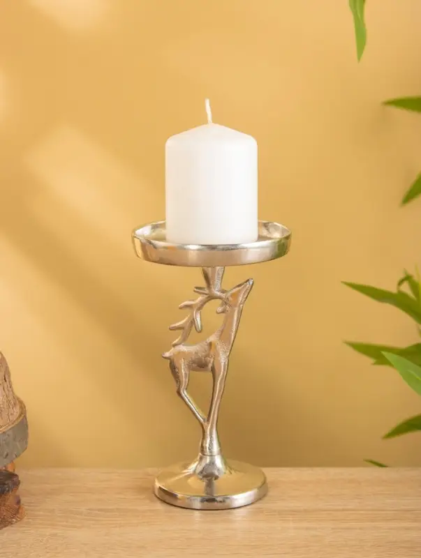 Подсвечник  Подсвечник "Олененок" 10х10х17 см, алюминий, серебряный