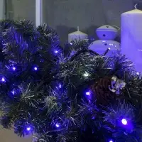 Гирлянда &laquo;Нить&raquo; 10 м, IP44, УМС, тёмная нить, 100 LED, свечение синее, мерцание белым, 220 В