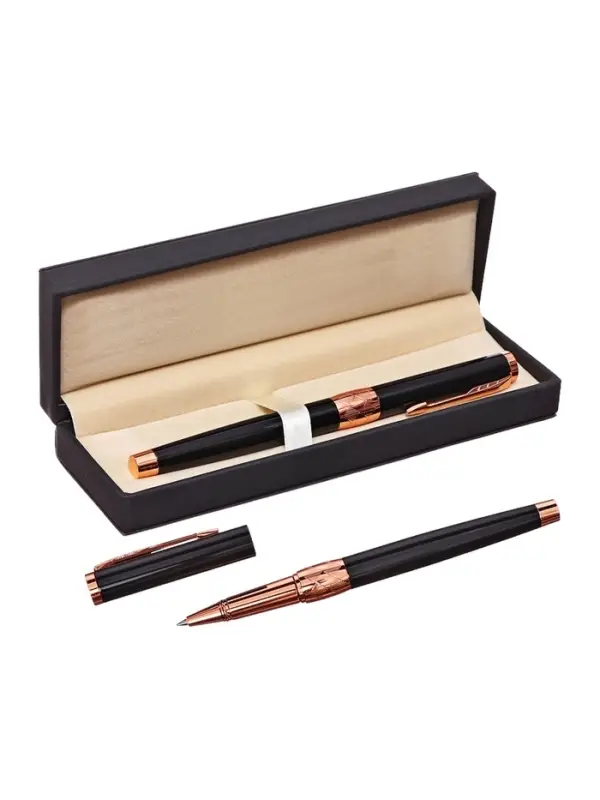 Ручка-роллер подарочная Calligrata &laquo;Грант&raquo;, в футляре кожзам, корпус чёрный с бронзовым