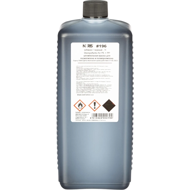 Краска штемпельная универс. 196Еч для полиэтилена, пластика, чёрная 1л Герм