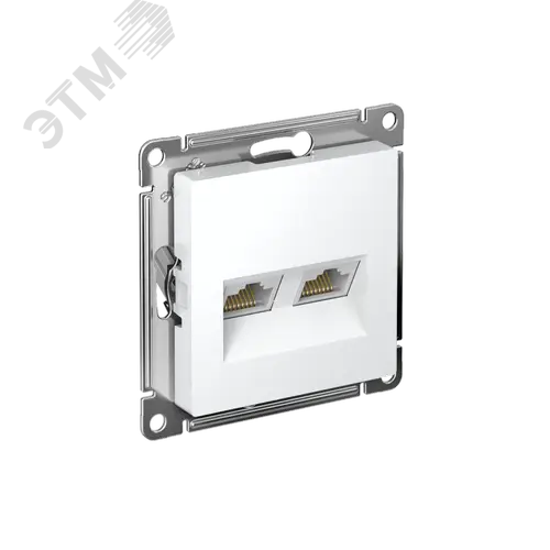 Розетка ATLASDESIGN двойная компьютерная RJ45+RJ45 категория 5E механизм белый