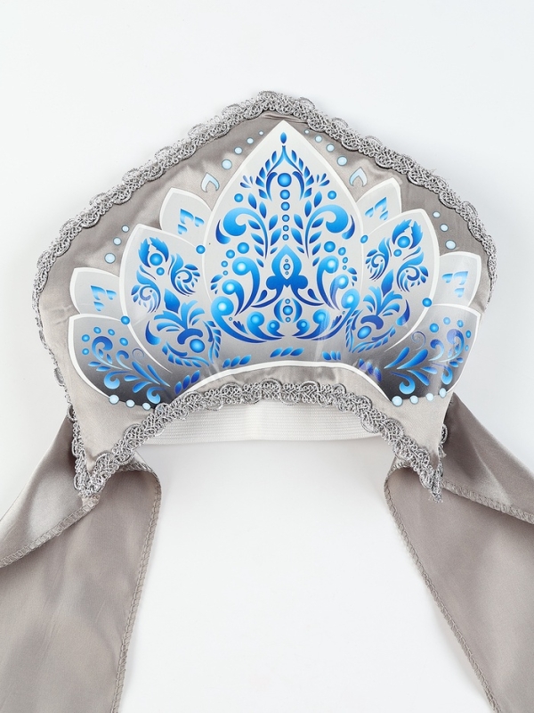 Карнавальный кокошник  Карнавальный кокошник "Зимние узоры", цвет серебро, р-р 54-58