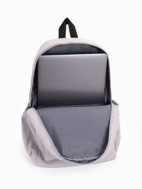 Рюкзак школьный на молнии, с карманами, с принтом, размер 30&times;12&times;43 см, серый