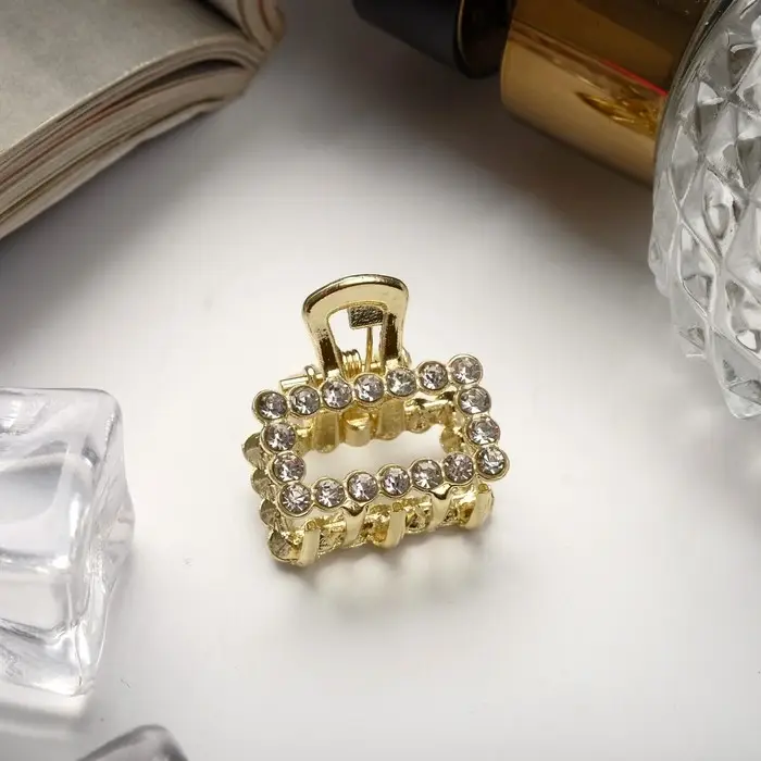 Краб для волос "Соната" прямоугольник, 2,8х1,7 см, золото