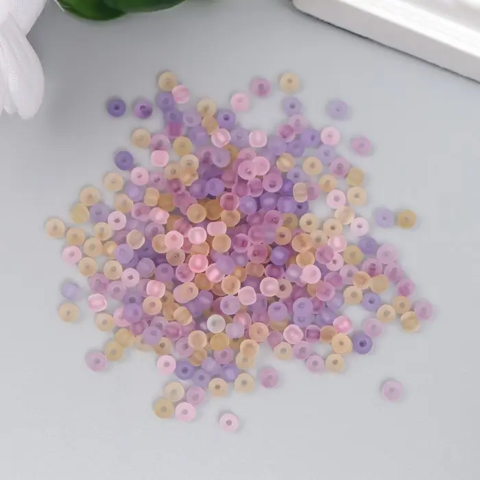 Бисер стекло 8/0  Бисер стекло 8/0 "Матовый полупрозрачный. Меланж розовый" 10 гр