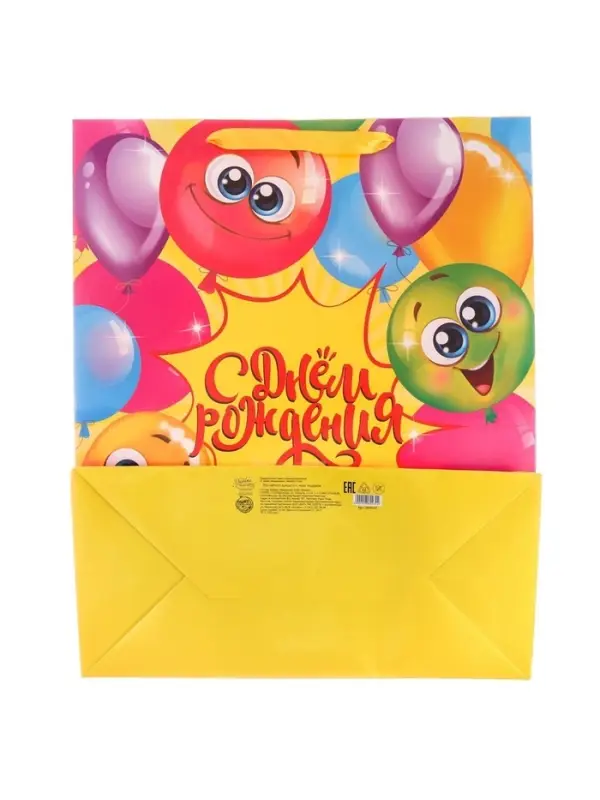 Пакет подарочный ламинированный, упаковка, «Весёлого дня рождения!», ML 23 х 27 х 11.5 см