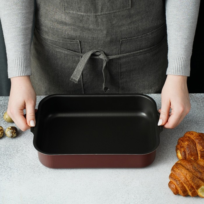 Противень Доляна Promo, 19×25 см, h=5,5 см, антипригарное покрытие, цвет бордовый Противень Доляна Promo, 19×25 см, h=5,5 см, антипригарное покрытие, цвет бордовый