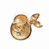 Брошь "Кошечка-русалка", цветная в золоте