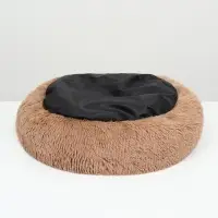 Лежанка для собак и кошек, длинный мех, 45×35×11 см, коричневая Лежанка для собак и кошек, длинный мех, 45×35×11 см, коричневая