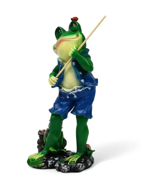 Садовая фигура из полистоуна &laquo;Лягушонок рыбак&raquo;, 40&times;12&times;18 см