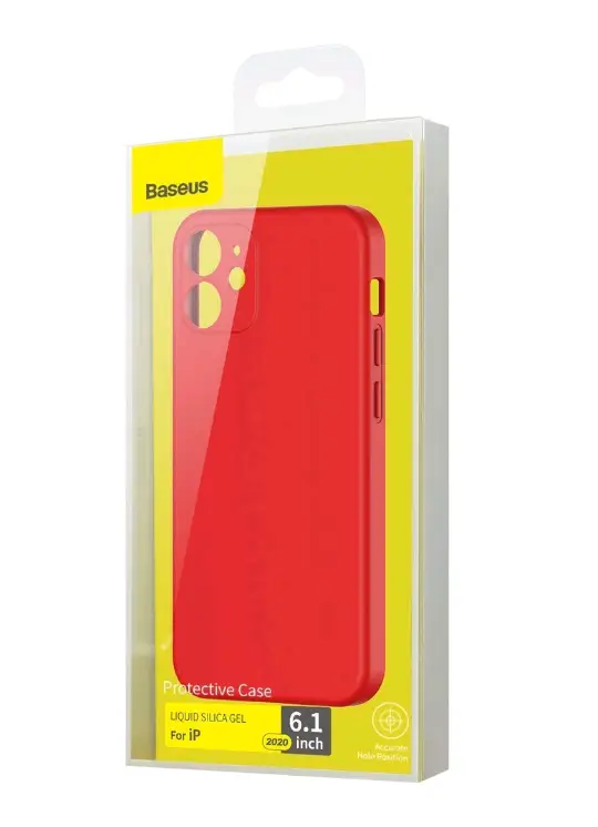 Чехол IPH 12 (6.1) Baseus Silicone Case с защитой камеры Red
