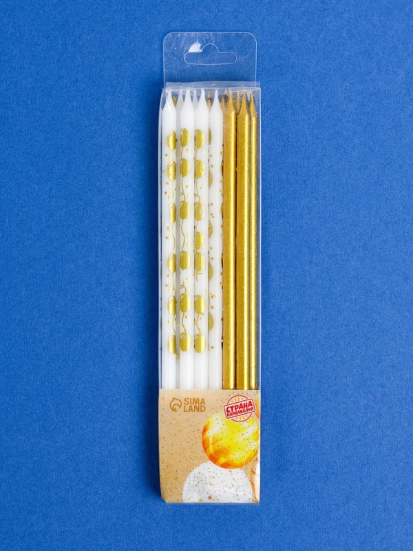 Набор свечей для торта Набор свечей для торта "Воздушные шарики", 12 шт, золотой и белый