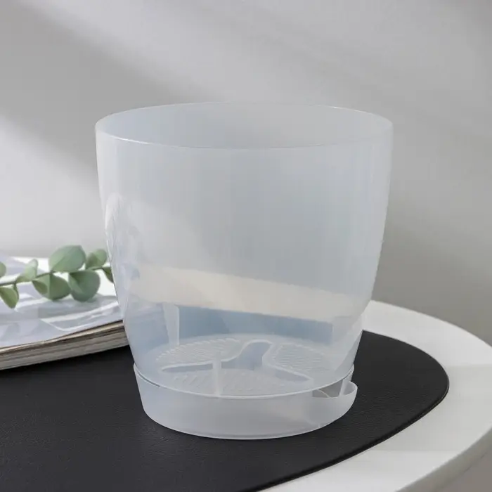 Горшок для цветов с поддоном &laquo;Альтернатива. Адель&raquo;, 1.5 л, пластиковый, прозрачный