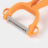 Овощечистка Доляна &laquo;Горох&raquo;, двухсторонняя, 16 см, оранжевая