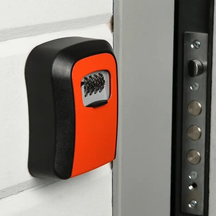 Сейф-ключница кодовая ТУНДРА, металл, пластик, оранжевый