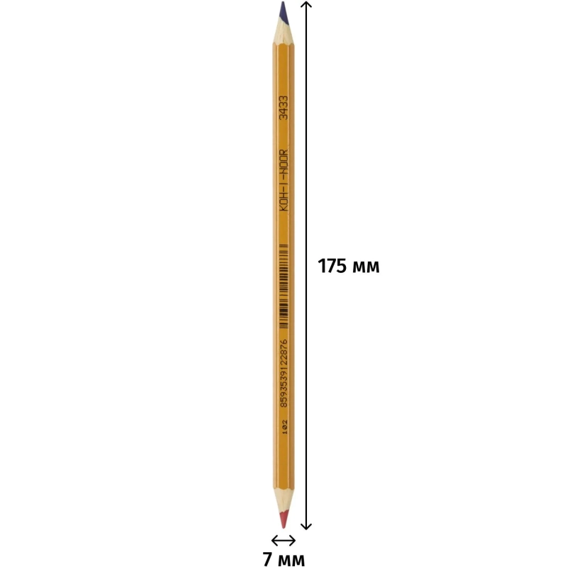 Карандаш двухсторонний KOH-I-NOOR 3433 син+красн,корп.желт. 34330EG001KSRU