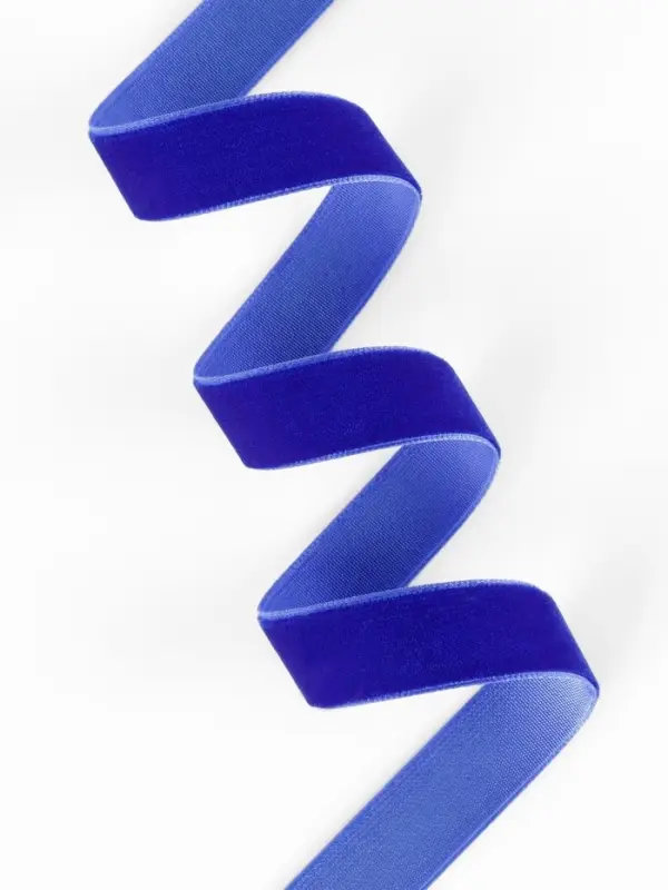 Лента бархатная, 15 мм, 18&plusmn;1 м, синяя №47