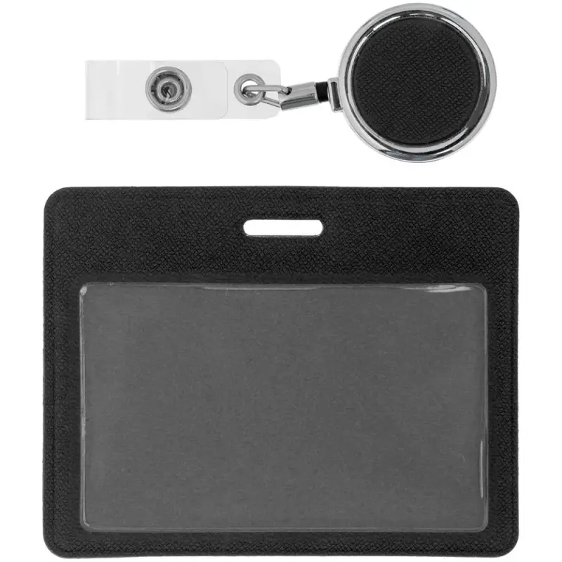 Чехол для карточки с ретрактором Devon, черный Чехол для карточки с ретрактором Devon, черный