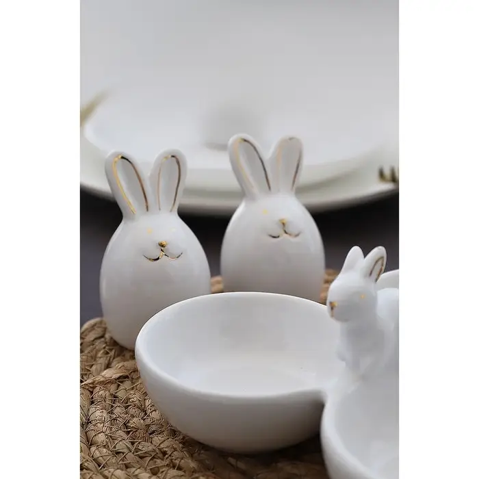 Набор для специй Доляна &laquo;Зайка в золотом&raquo;, солонка, перечница 50 мл, доломит, белый