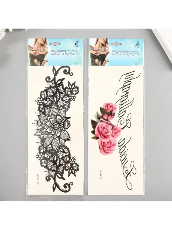 Переводная тату на тело «Кружево или Цветы», на грудь, спину, 34×12 см, МИКС Переводная тату на тело «Кружево или Цветы», на грудь, спину, 34×12 см, МИКС