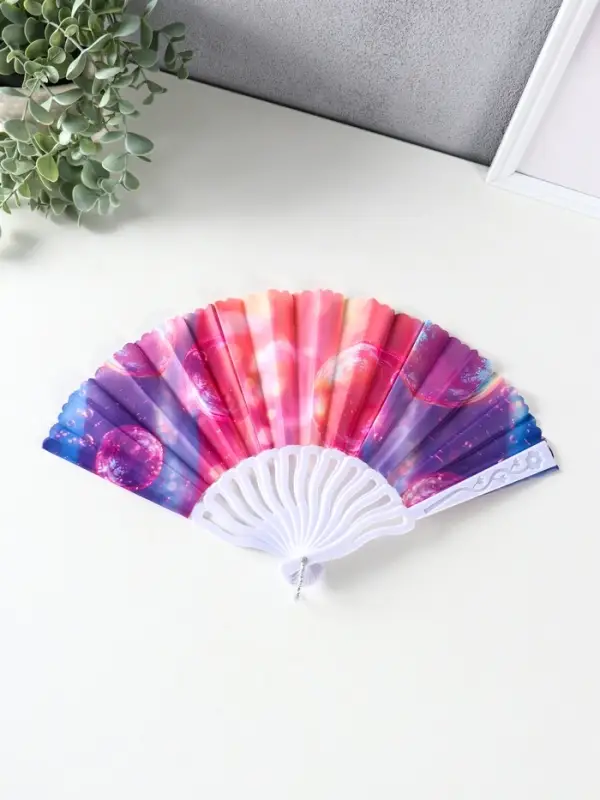 Веер пластик, текстиль  Веер пластик, текстиль "Пузырьки" МИКС 23 см