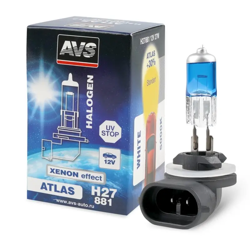 Галогенная лампа AVS ATLAS BOX/5000К/ H27/881.12V.27W.коробка 1шт.