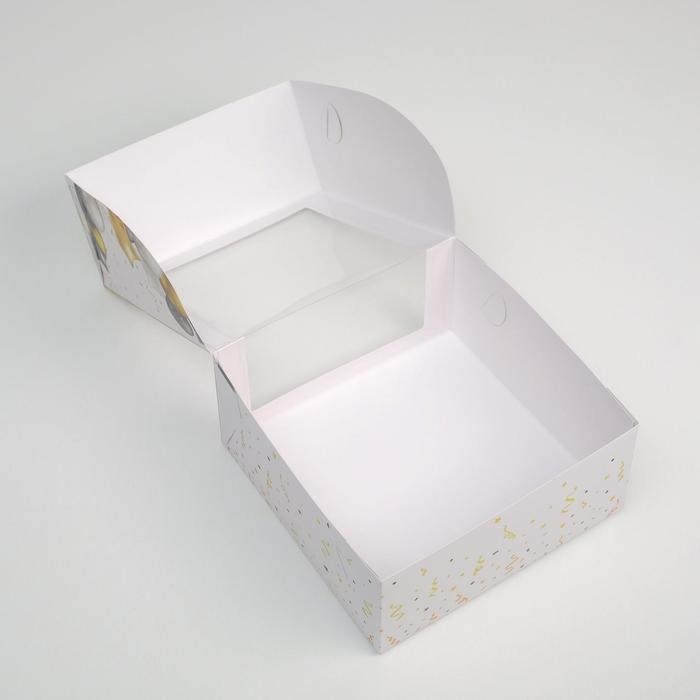 Коробка для торта с окном, кондитерская упаковка Happy Birthday 23 х 23 х 11 см Коробка для торта с окном, кондитерская упаковка Happy Birthday 23 х 23 х 11 см