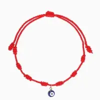 Браслет-оберег &laquo;Красная нить. Узел с глазиком&raquo;, d=6 см, красно-бело-синий