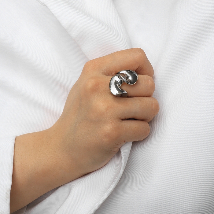 Кольцо металл «Тренд» марс, витое, цвет серебро, размер 17