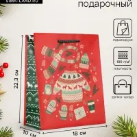 Пакет подарочный новогодний ламинированный, &laquo;Новый год&raquo;, 18&times;10&times;22.3 см