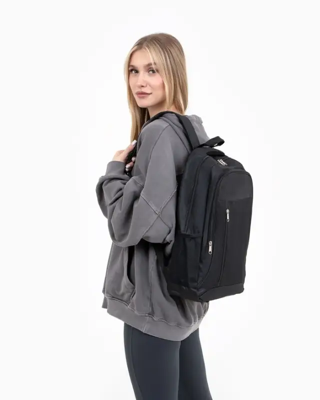 Рюкзак школьный на молнии, 4 кармана, размер 29.5&times;12.5&times;43 см, чёрный